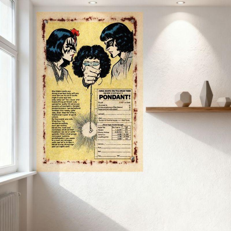 Винтажный металлический постер в стиле комикса Kiss 70-х годов, Промо-акция AQUA PONDANT, Настенный декор в ретро-стиле с эффектом состаренности для бара, паба, дома, кафе, 8x12 дюймов
