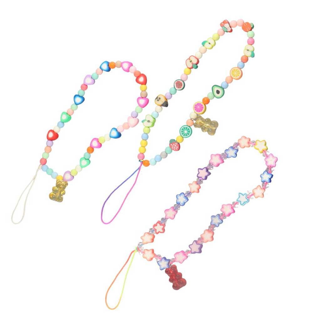 Beaded Mobile Phone Chain Cell Phone Lanyard Soft Pottery Rope Clay Beaded Mobile Phone Straps