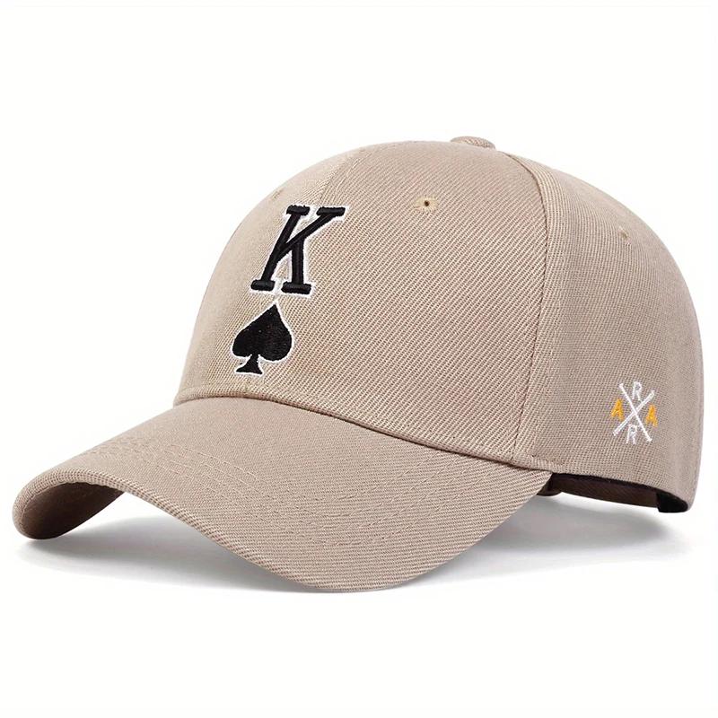 Baseball Stitching Stitched Embroidered Alphabet K Poker Neutral Gender Women Men For Caps Spring And Autumn Outdoor Adjustable Casual Hats