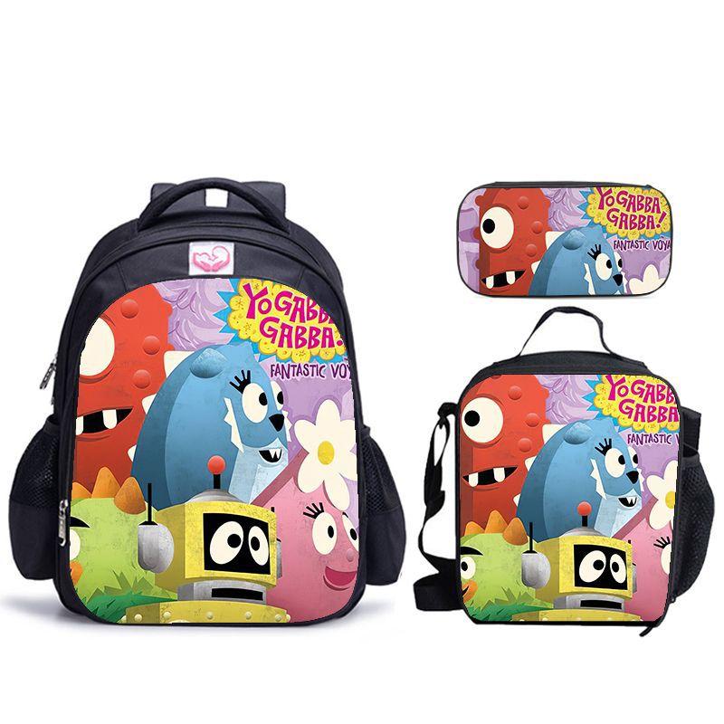Школьный набор с принтом Yogabbagabba Yo Gabba Gabbalan Рюкзак Сумка для еды Пенал Набор из 3 предметов