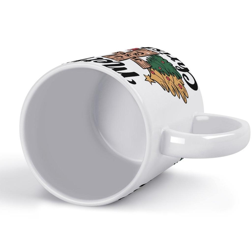 1pc 11oz Blank Ceramic Mug, Double-sided Printed Drink Cup for Home Office, Sturdy Handle, Smooth Finish, Practical for Daily Coffee Lovers