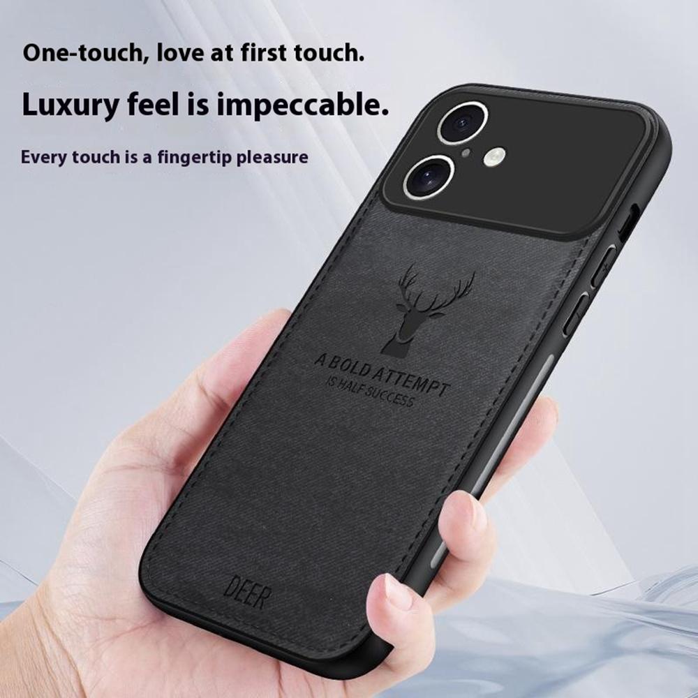 For iPhone 17 Case Deer Pattern Cloth Texture PU + PC + TPU Phone Cover