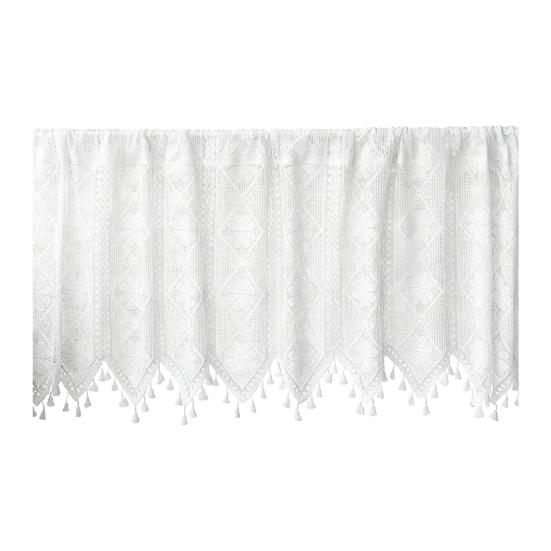 Французское кружевное занавеска винтажная короткая прозрачная занавеска для шкафа фермерский дом деревенский бохо маленькое окно кулиска светофильтрующая вязаная крючком занавеска