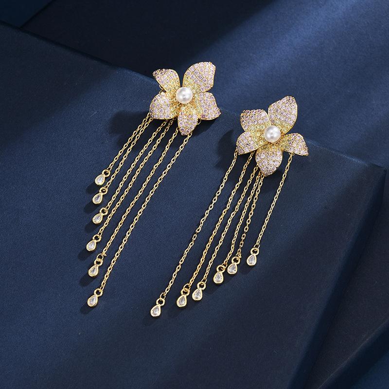 Модные серьги-капли с микро-инкрустацией цирконием в стиле тяжелой промышленности, серьги-клипсы в стиле ретро-суда премиум-класса