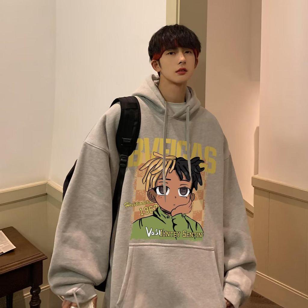 Men's Heavyweight Hooded Sweatshirt - New Autumn/Winter Plus Velvet, Trendy, Oversized.