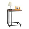 C Table, C Shaped Sofa Side Table with Metal Frame Rolling Casters, Portable C Shaped End Stand for Living Room Bedroom Office, 19.69 x 13.78 x 23.82