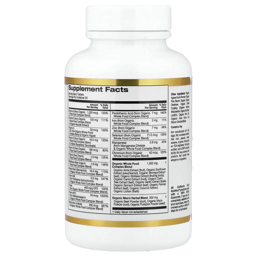 Super Nutrition Органические натуральные продукты Мультивитамины для мужчин старше 40 лет, 60 таблеток