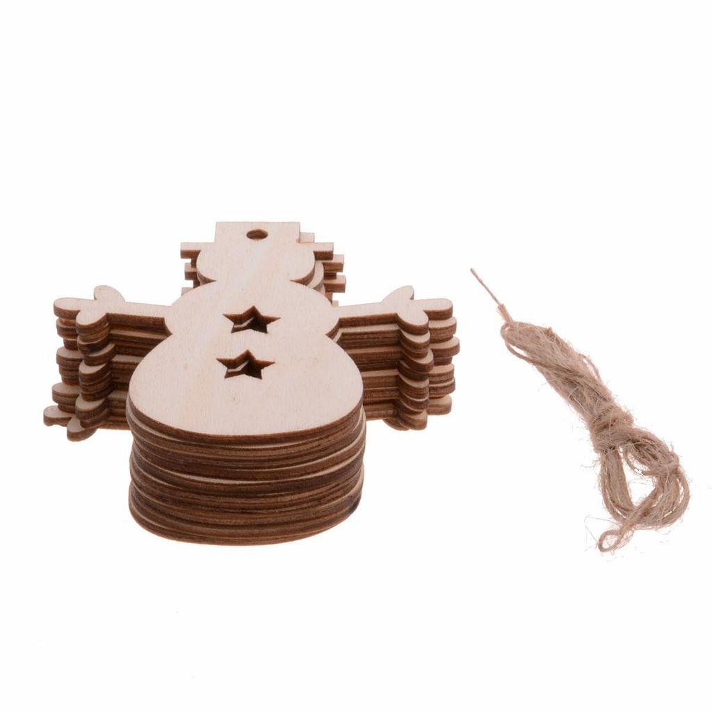 10Pcs/Set Snowflake Star Santa Claus Boots Bells Christmas Tree Hanging Wooden Ornaments Party Christmas Decorations for Home