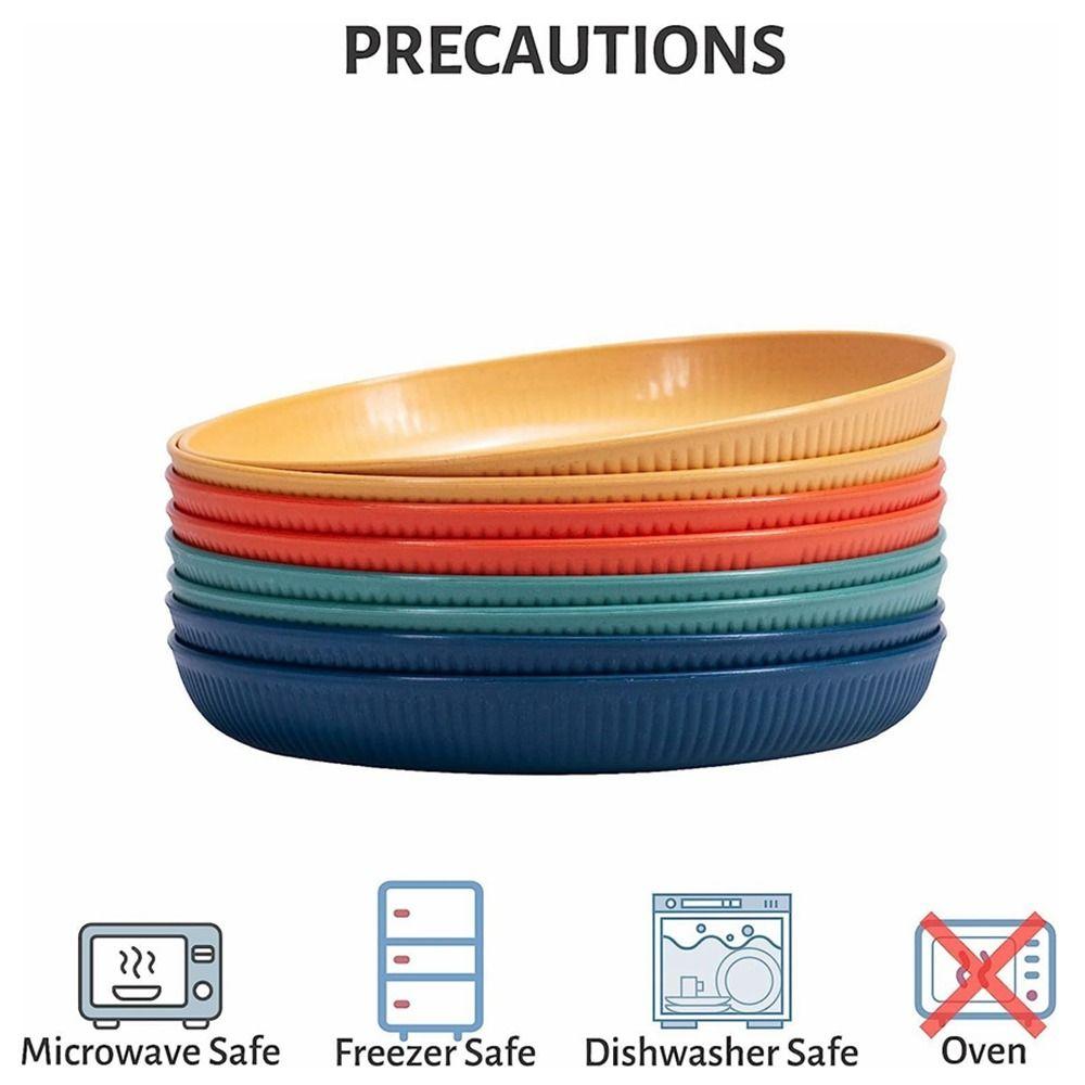 Круглый вертикальный узор, тарелка для еды из пшеничной соломы, интегрированный формовочный пластиковый поднос для фруктов, детский