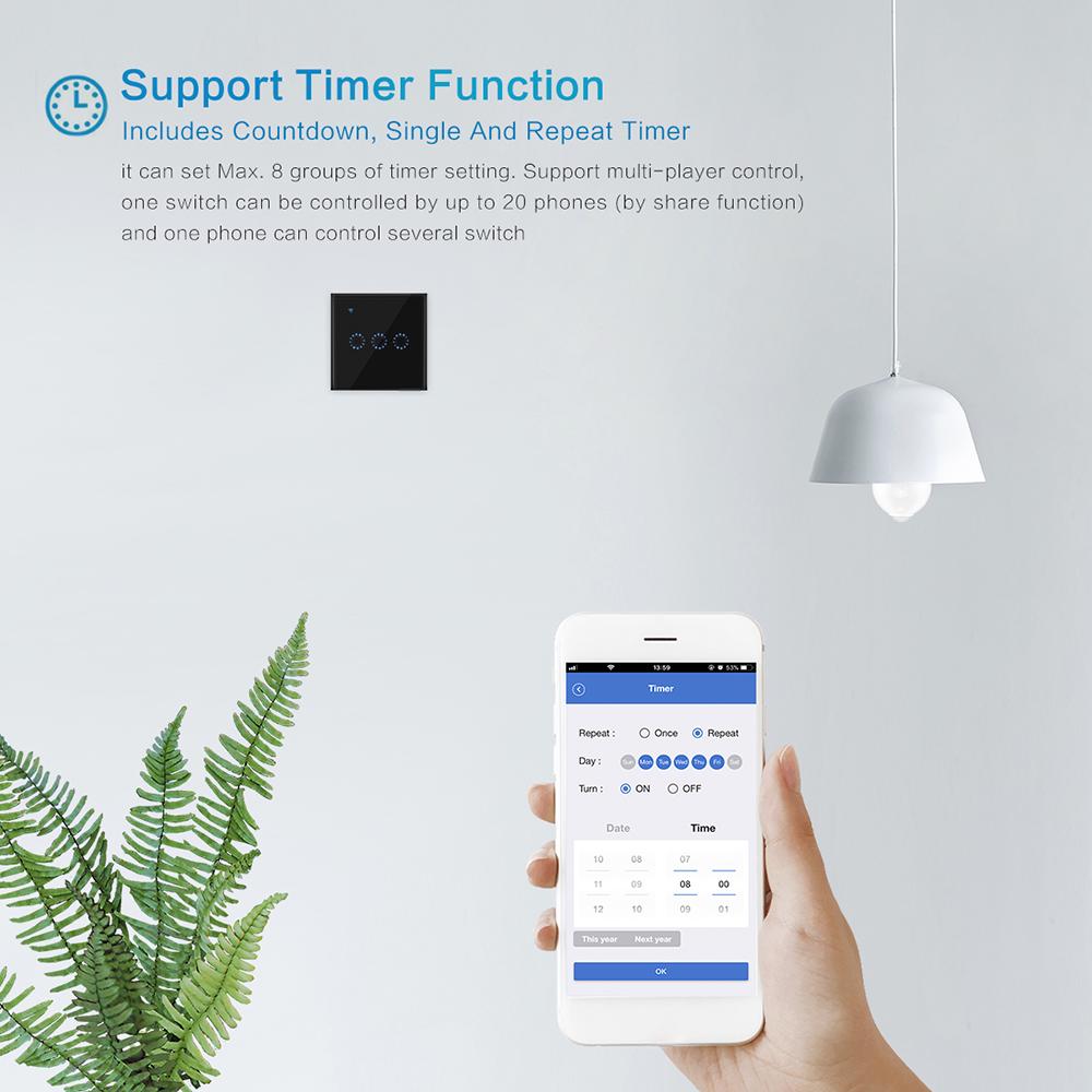 Беспроводной es WiFi Свет Умная стена Совместимый с Управление Home Assistant ПРИЛОЖЕНИЕ Сенсорный свет Телефон для 1 2 3 клавиши