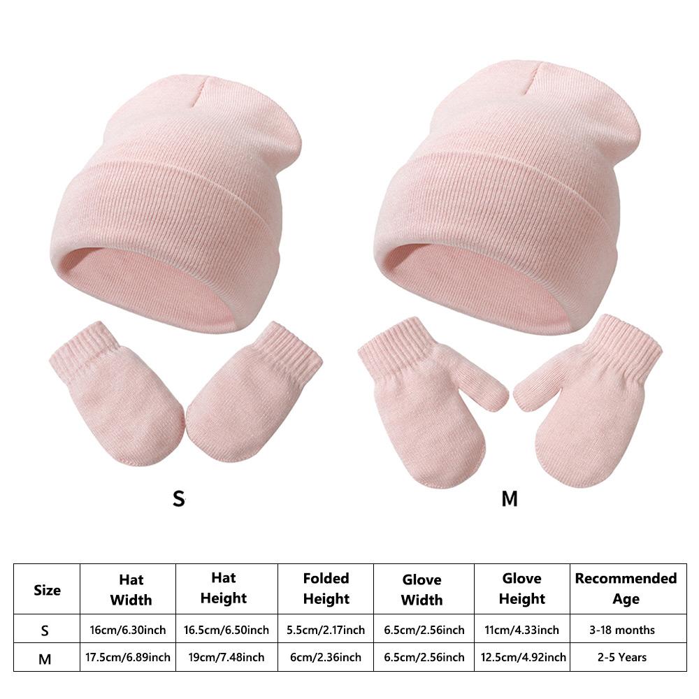 Warm Baby Beanies Mittens Set Winter Kids Earflap Cap Cute Toddler Ear Protection Hat Girls Boys