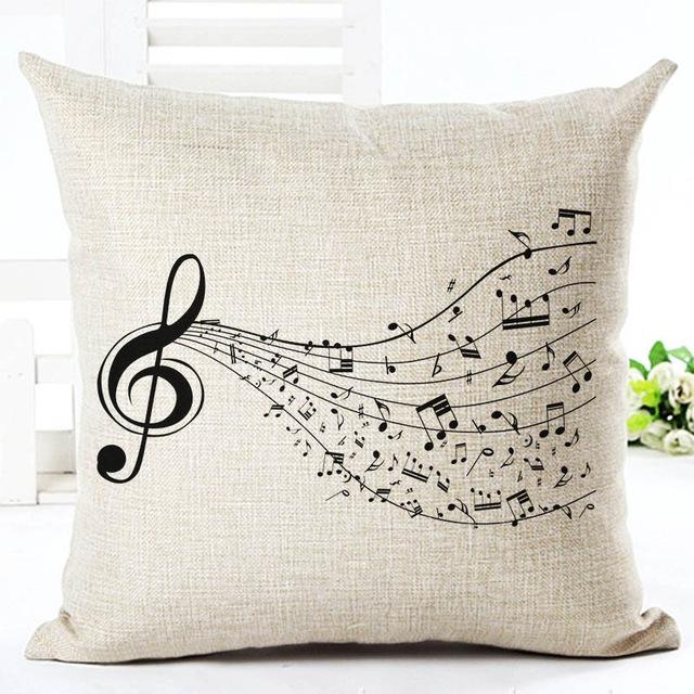 Retro Note Cushion Cover Cotton Linen Creative Vintage Musical Notes Decorative Pillowcase Piano Pillow Case For Sofa Cover Zt62