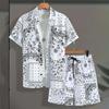 Summer Beach Vacation Men's Shirt Short Sleeved Shorts Two-piece Set Printed Breathable Set Fashionable Men's Party Set