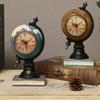 Desk Clock Multi-functional Decorative Durable Creative Retro Globe Shape Desktop Decoration Piggy Bank for Living Room