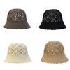 Crochet Floral Bucket Hat for Woman Teenagers Outdoor Foldable Commute Fisherman Hat Wide Brim Summer Sunproof Hat