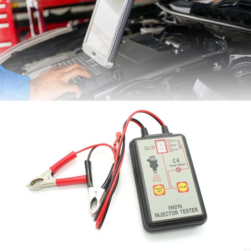 37JE EM276 Auto Injector Tester 4 Pluse Modes & Vehicle Fuels Injector FlushCleaner Adapters DIY Kit Car Cleanings Tool