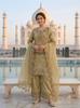 Regal Olive Gold Tissue Silk Embroidered Palazzo Suit Set