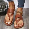 Roman Style Clip Toe Flat Sandals for Women Summer Pu Leather Buckle Strap Gladiator Sandals Woman Beach Shoes Plus Size 43