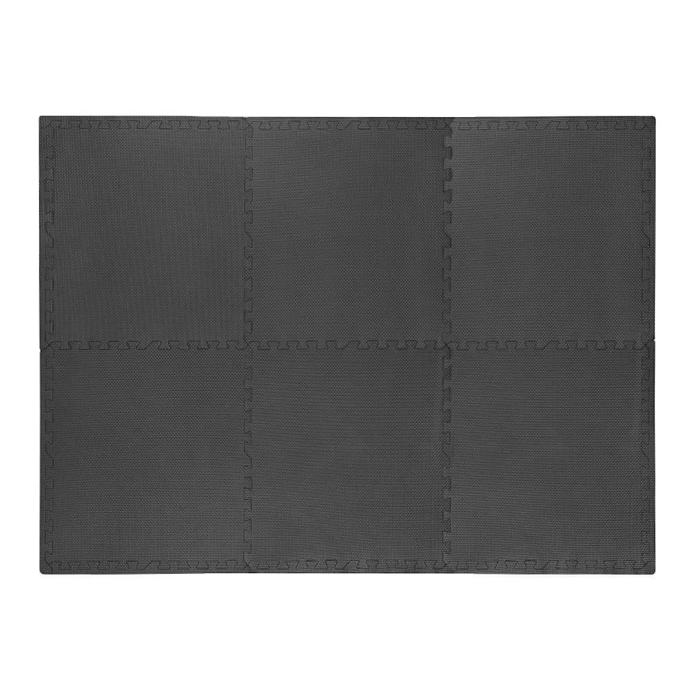 rubber gym mat puzzle 60 cm x 60 cm black 6 pcs.