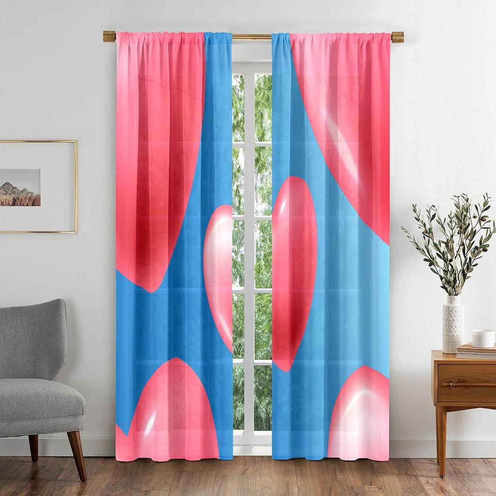 Новые дешевые розовые занавески с узором в виде сердечек и сердца, синие шторы с высоким затенением для гостиной, спальни, окна, украшения дома, 2 шт.