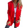 Fall Winter Women Coat Hooded Button-down Solid Color Thick Pockets Loose Cardigan Mid Length Outdoor Travel Shopping Dating Overcoat