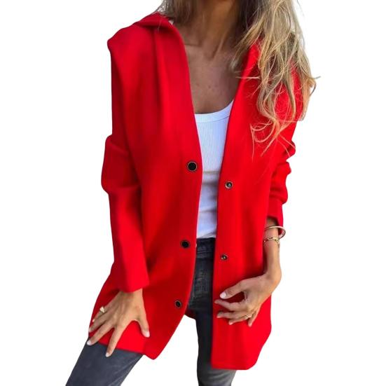 Осень-зима Женское пальто с капюшоном на пуговицах Однотонное толстое карманное свободное пальто средней длины для активного отдыха на природе Путешествия Шопинг Свидания Пальто