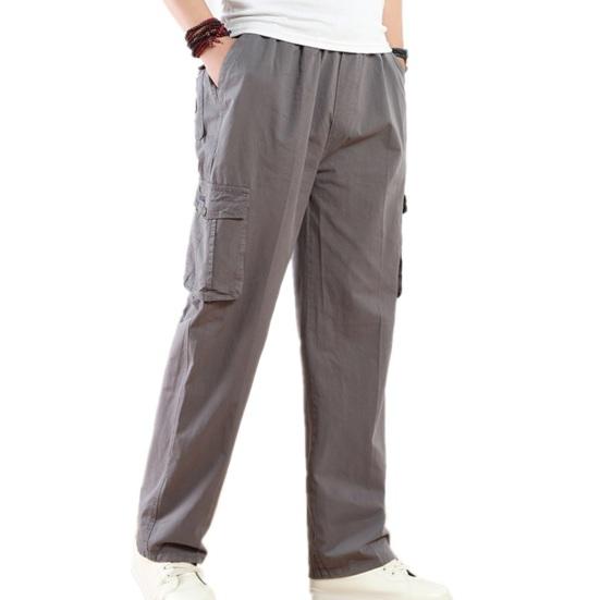 Мужские брюки-карго, однотонные, свободные, с несколькими карманами, мягкие дышащие, прямые, со средней талией, повседневная уличная одежда, повседневные длинные брюки