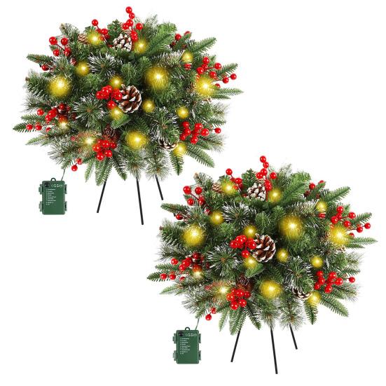 Предварительно украшенное рождественское дерево, наполнитель для урны, 20 дюймов, искусственная рождественская сосна