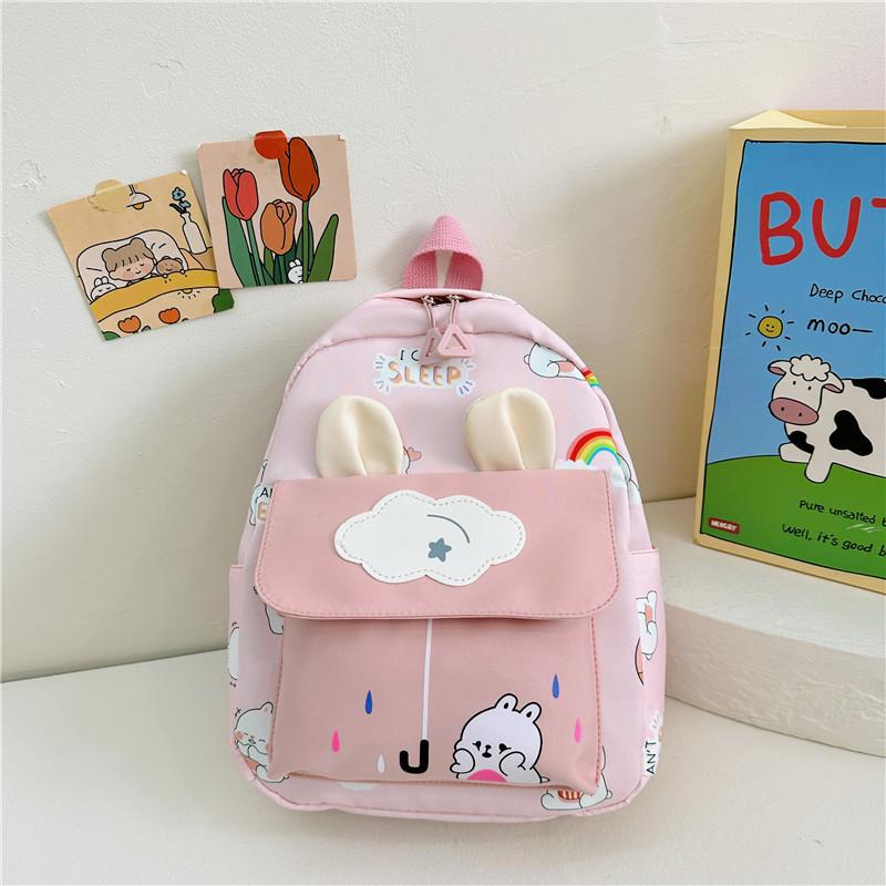 Kids Backpack With Cartoon Rabbit Print And Ear Design For School Outings And