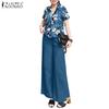Women Floral Short Sleeve Shirt and Pants Summer Two Piece Suit Sets