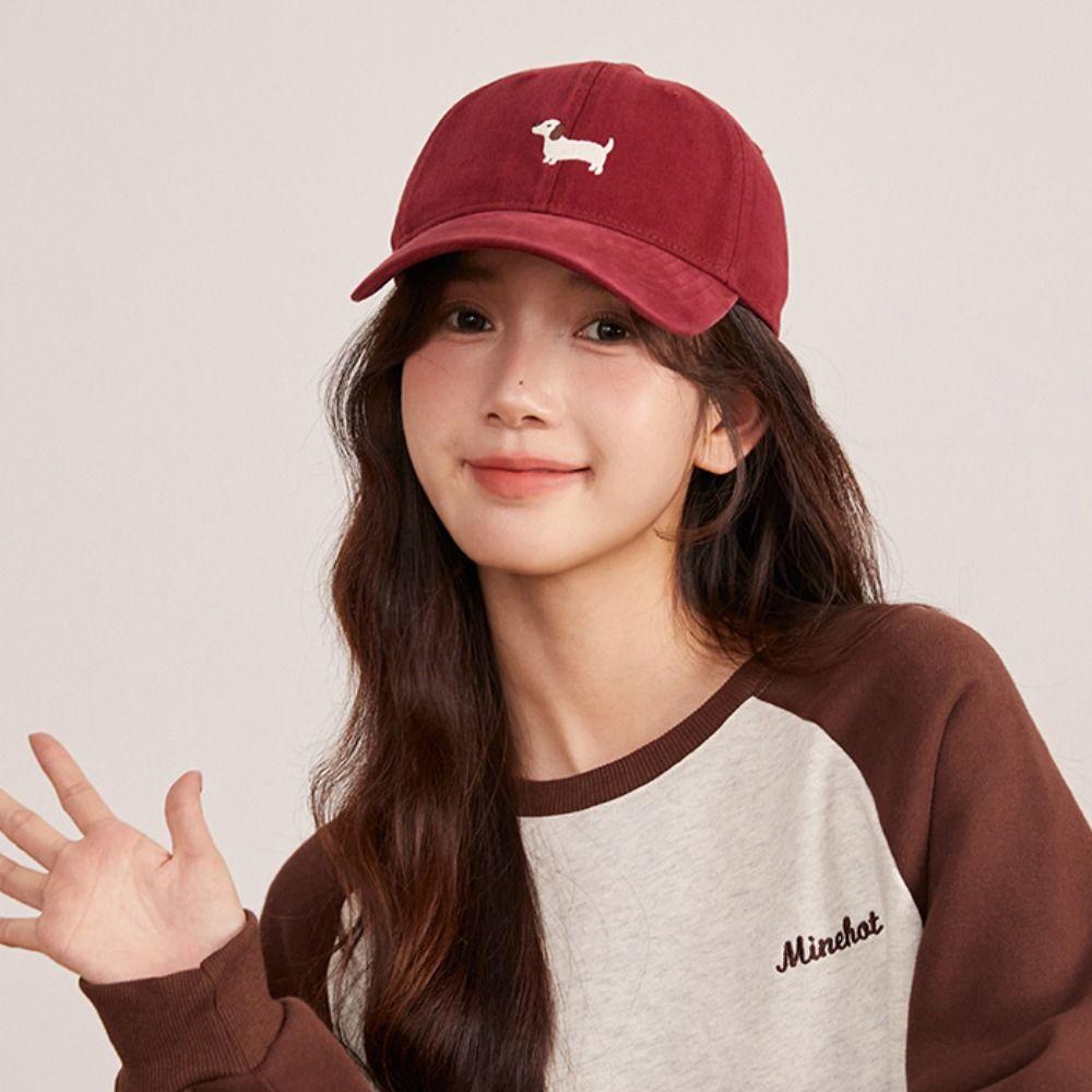 Embroidery Sun Hat Korean Style Peaked Cap Apparel Accessories Cartoon Animal Baseball Cap Girl
