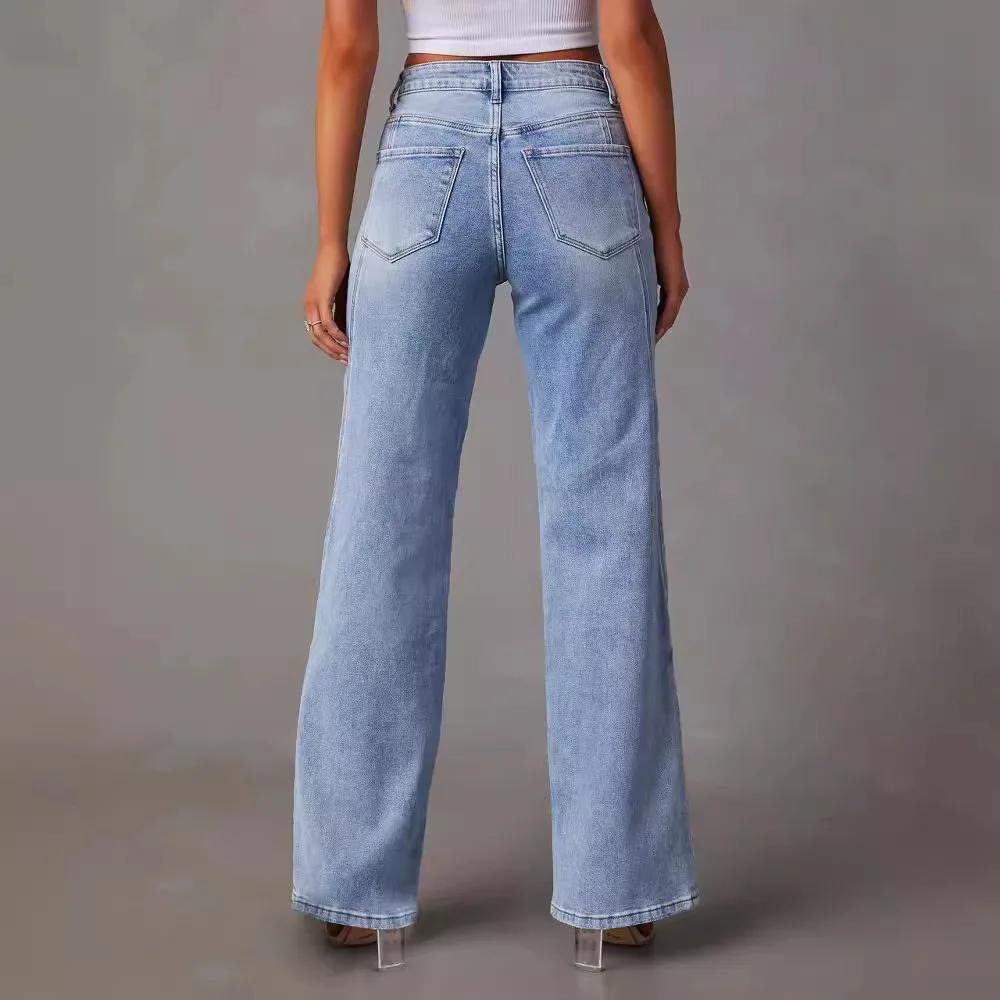 Fashion Loose Stitching Wide Leg Women's Jeans Denim Pants Sexy Full Length Summer High Waist Trousers Jeans