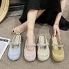 Women Shoes 2025 Summer Rhinestone Half Drag Shoes Outdoor Vintage Sandals Non Slip Soft Sole Dress Style Mary Jane Shoe