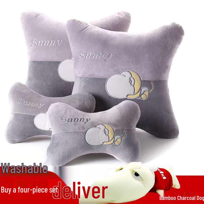 Car Neck and Lumbar Support Pillow Set – Cute Cartoon Design