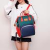 Рюкзак для мамы в корейском стиле 2025: Многофункциональная модная холщовая сумка с цветными блоками и держателем для детской бутылочки