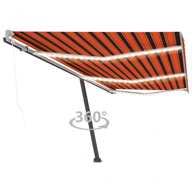 Día y Noche - Día y Noche Toldo automático LED sensor de viento naranja marrón 600x300 cm