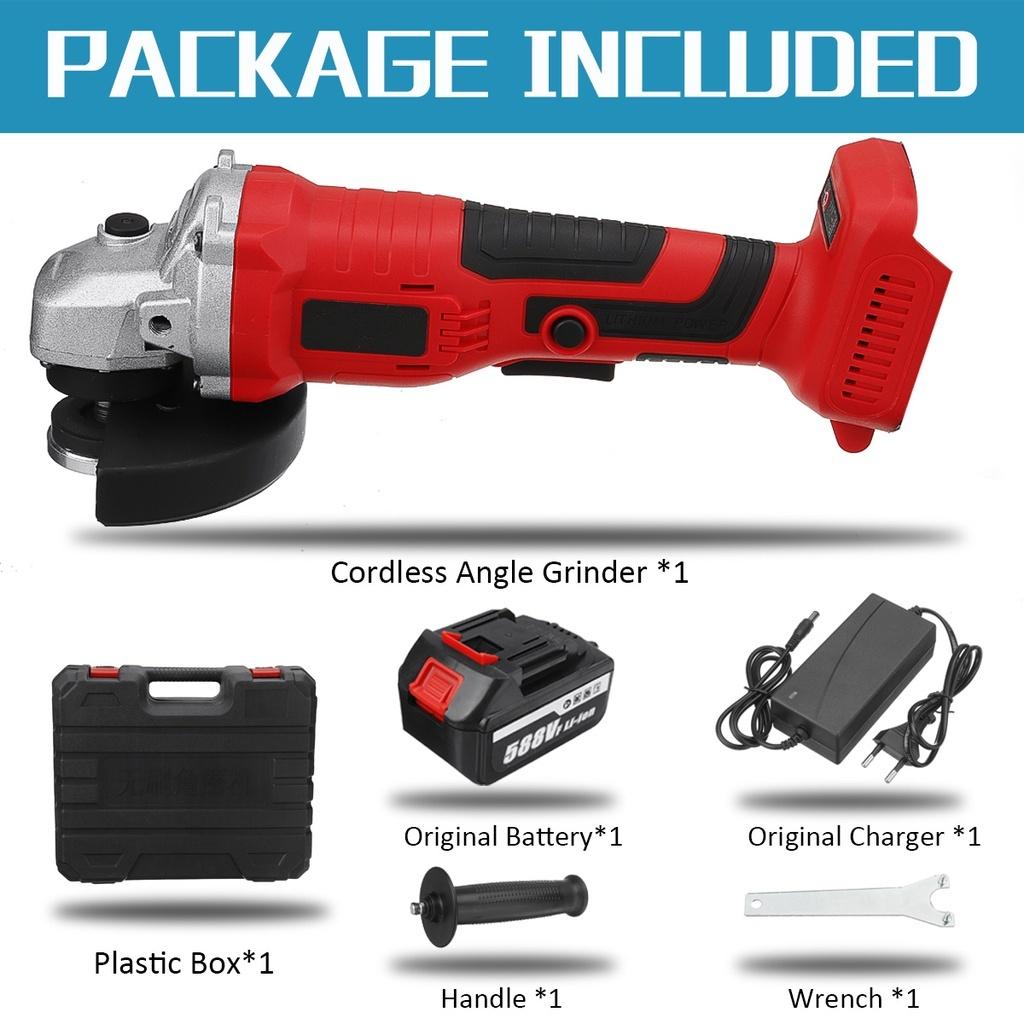 125 мм 588 В Бесщеточная электрическая угловая шлифмашина с 1/2 шт. батареей 22980 мАч Перезаряжаемый аккумуляторный шлифовальный инструмент для 18 В батареи