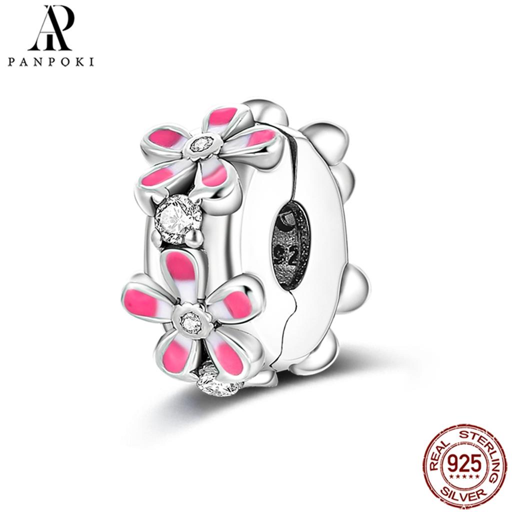 PANPOKI SS925 Sterling Silver Fixed Clip Stopper Beads Fit Bracelets Necklace NEW Luxury Women Gift DIY Jewelry Making