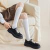 Female Autumn All Match Pure Color Show Thin Leg Cotton Socks