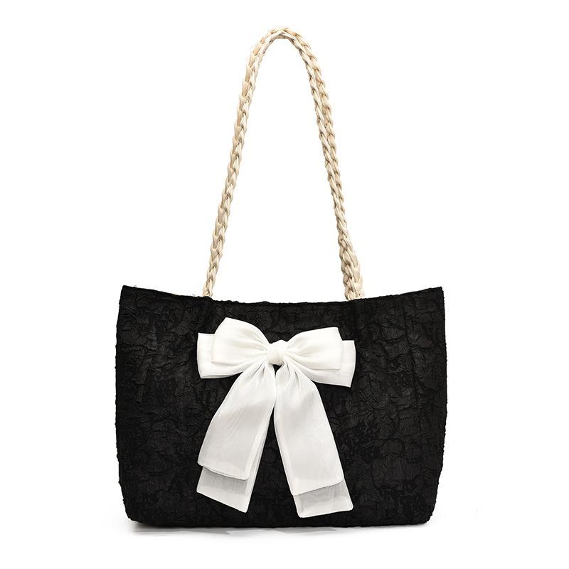 Сегодняшняя популярная сумка через плечо для通勤, женская новая модная универсальная милая сумка-багет с бантом, сумка-тоут