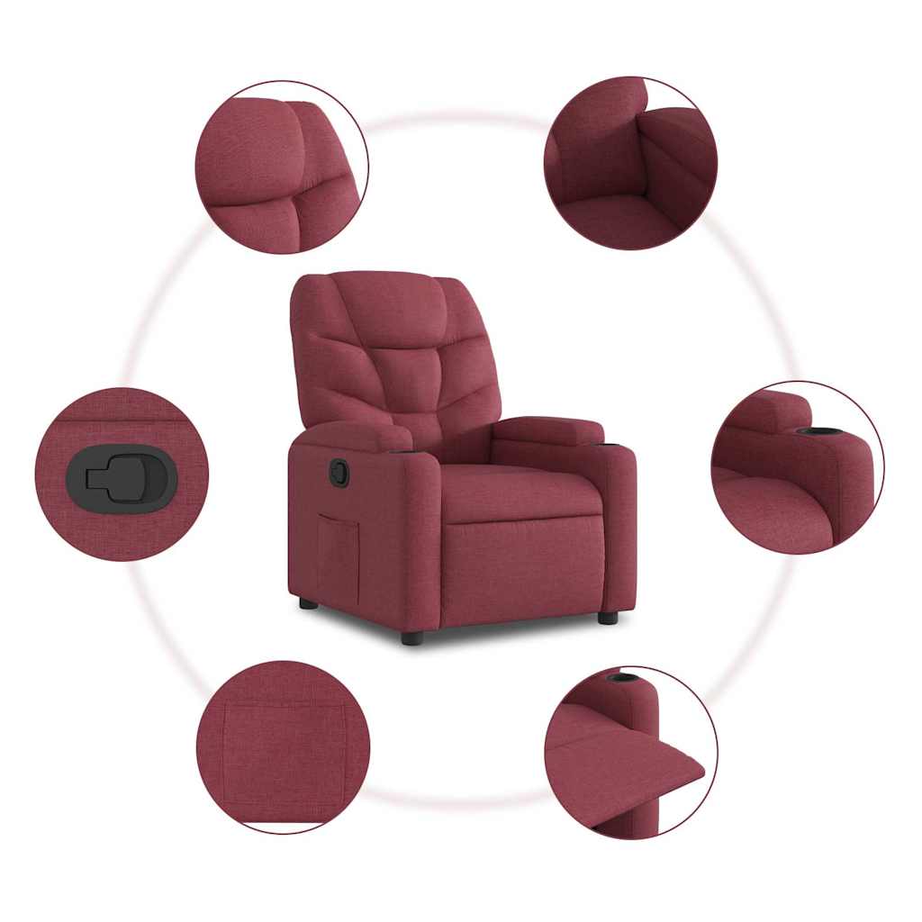 Recliner Chair with Lift Assist Burgundy Fabric