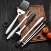 16-Inch Stainless Steel BBQ Tool Set - 5 Pieces: Grill Fork, Food Clip, Oil Brush