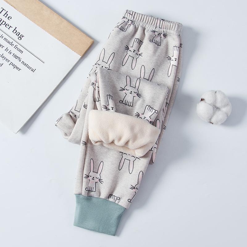 Детские ветрозащитные штаны с рисунком из бархата на осень/зиму - Пижамы для мальчиков и девочек