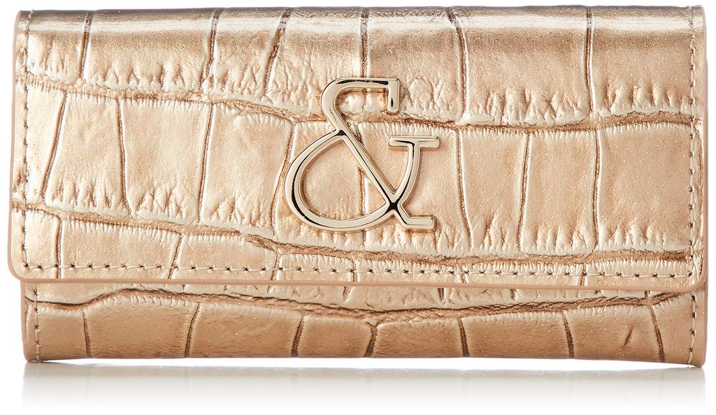 and Key Case Enamel Cowhide Leather Croco Embossed Brooch PDLWADK1 Exclusive Gold [Pinky Diane] [Luxury Croco] "&" (Includes Box)