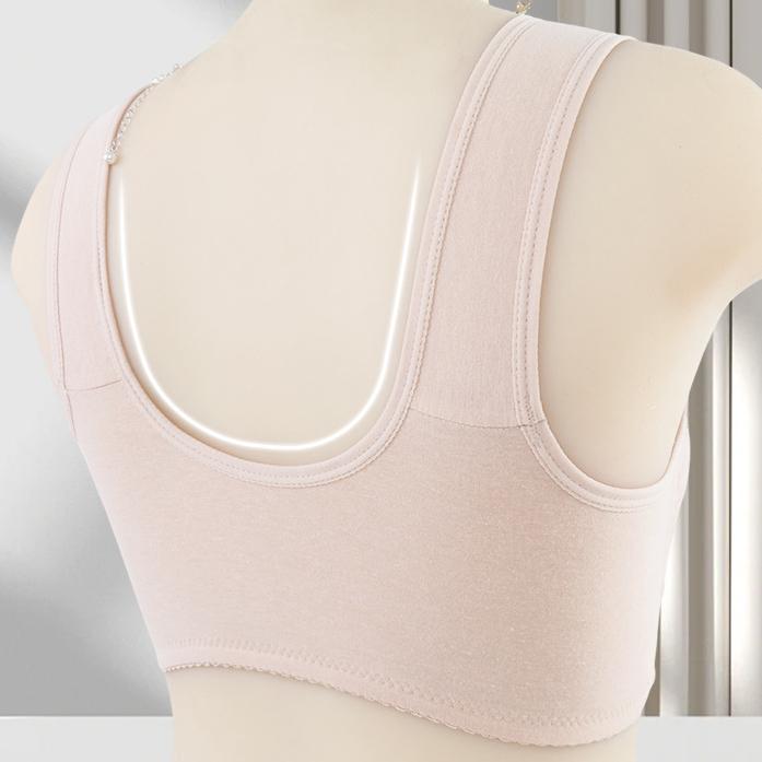 Мягкая хлопковая чашка на молнии спереди, новое нижнее белье для среднего и пожилого возраста, женская майка, кружевная без стального кольца, бюстгальтер большого размера