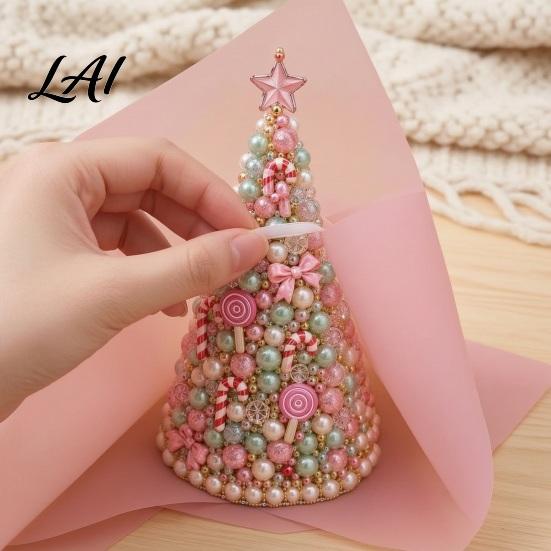 Sada materiálu pro korálkování od nuly DIY vánoční stromek pro dospělé začátečníky Ručně vyráběná 3D ozdoba s plným miniaturním lesem Stolní display nástroje