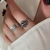 Stylish S925 Vintage English Finger Ring For Women With Unique Gothic Design And Adjustable Size