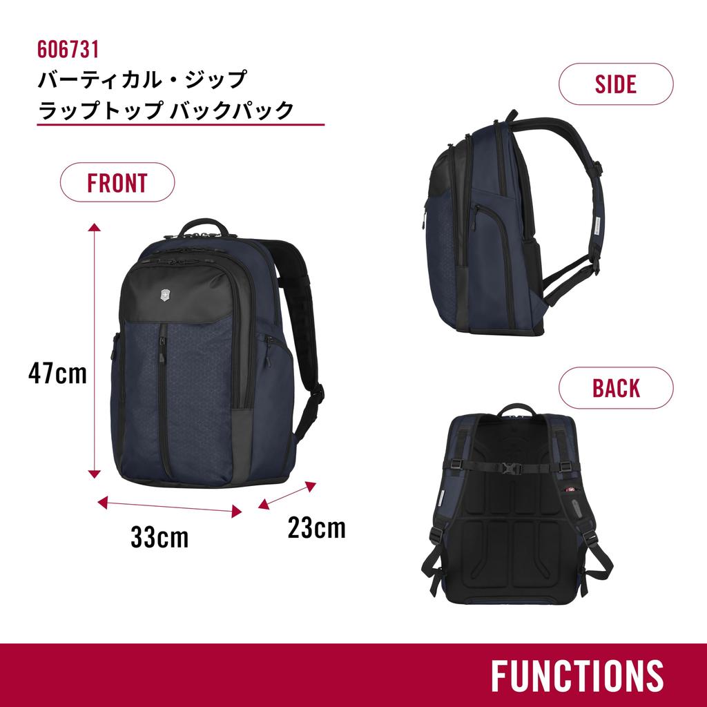 Altmont Original Vertical Zip Laptop Backpack Functional and Comfortable Backpack Rucksack Business 17 Inch Zippered Mesh Pocket Key Hook Pen Holder