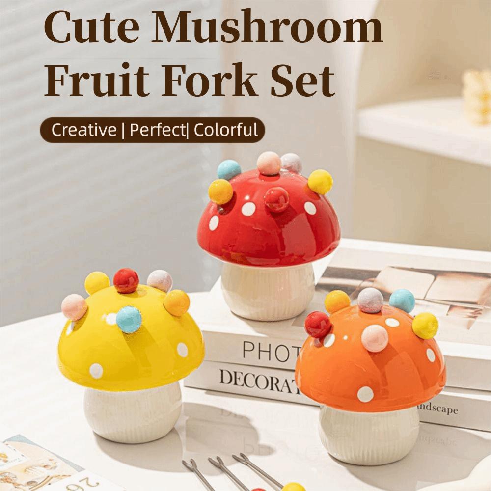 Rustproof Dessert Salad Fork Creative Cute Toothpick with Holder Kitchen Supplies