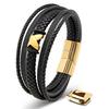 Кожаный браслет для мужчин 20 см Золотой браслет Ювелирное украшение на руку Цепочка Плетеный обертывающий Мужской